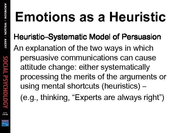 Emotions as a Heuristic–Systematic Model of Persuasion An explanation of the two ways in