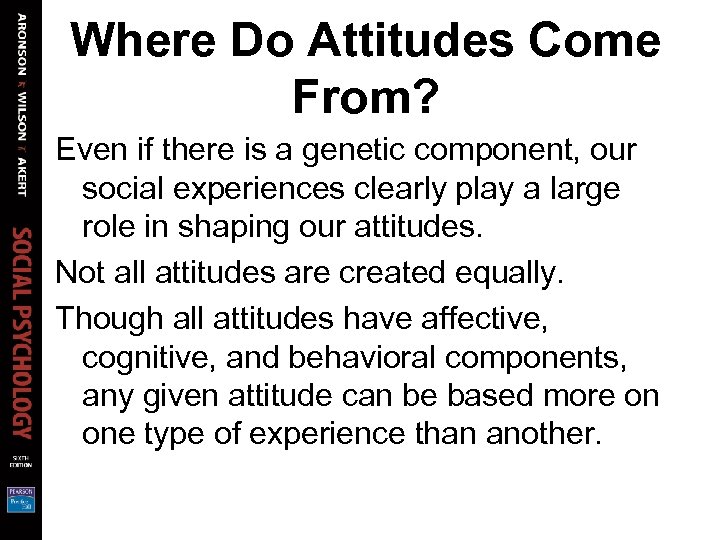 Where Do Attitudes Come From? Even if there is a genetic component, our social