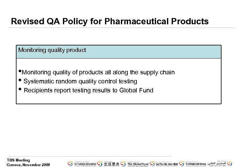 Revised QA Policy for Pharmaceutical Products Monitoring quality product • Monitoring quality of products