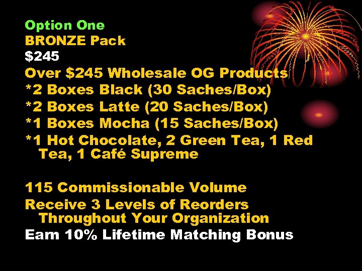 Option One BRONZE Pack $245 Over $245 Wholesale OG Products *2 Boxes Black (30