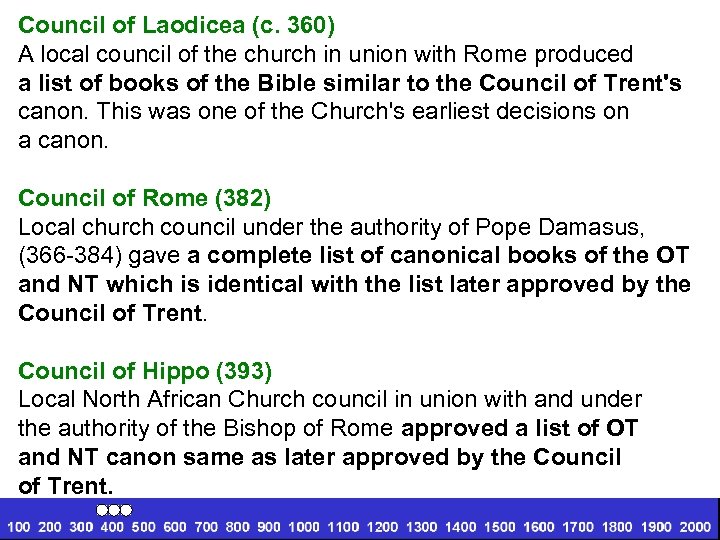Council of Laodicea (c. 360) A local council of the church in union with