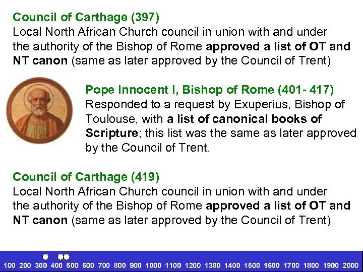 Council of Carthage (397) Local North African Church council in union with and under