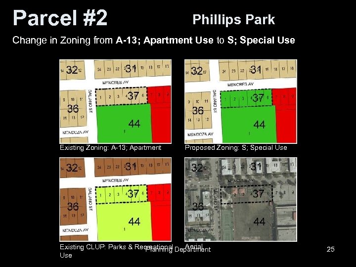 Parcel #2 Phillips Park Change in Zoning from A-13; Apartment Use to S; Special