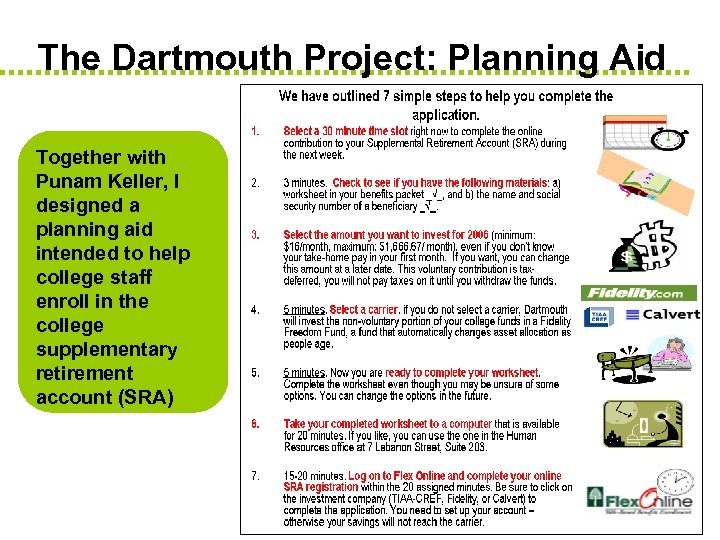 The Dartmouth Project: Planning Aid Together with Punam Keller, I designed a planning aid