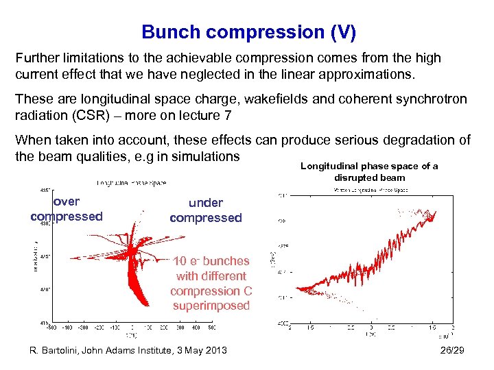 Bunch compression (V) Further limitations to the achievable compression comes from the high current