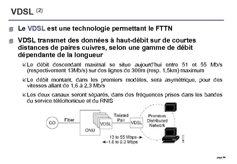 VDSL (2) 4 Le VDSL est une technologie permettant le FTTN VDSL 4 VDSL