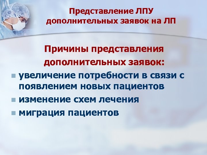 В связи с увеличением потребности. Представление для ЛПУ. Представление о пациенте. Предпосылка представление. Лечебно-профилактические учреждения.