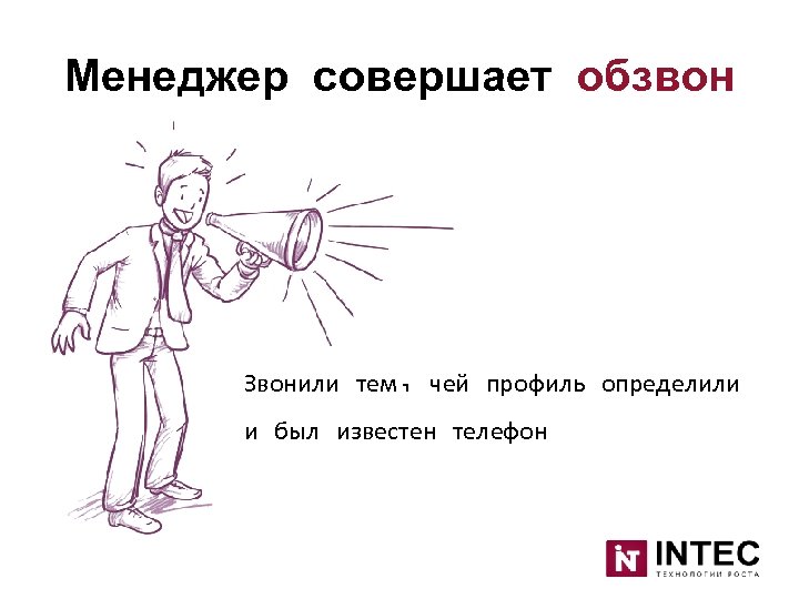 Менеджер совершает обзвон Звонили тем, чей профиль определили и был известен телефон 