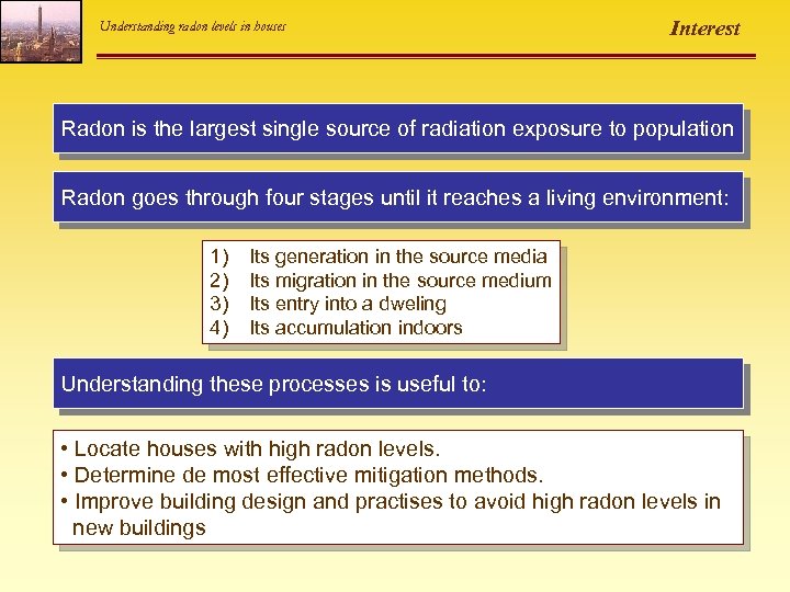 Understanding radon levels in houses Interest Radon is the largest single source of radiation