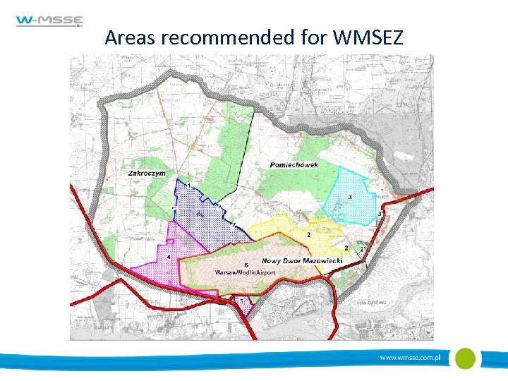 Areas recommended for WMSEZ Warsaw/Modlin. Airport 