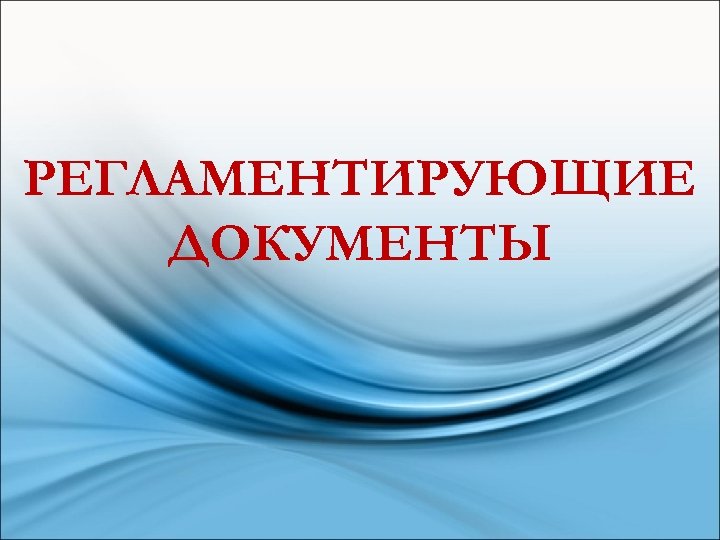 РЕГЛАМЕНТИРУЮЩИЕ ДОКУМЕНТЫ 