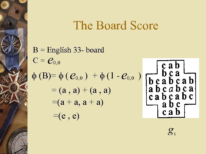 The Board Score B = English 33 - board C = (B)= ( )