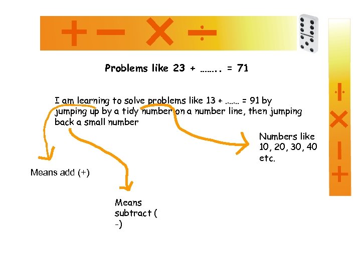 Problems like 23 + ……. . = 71 I am learning to solve problems