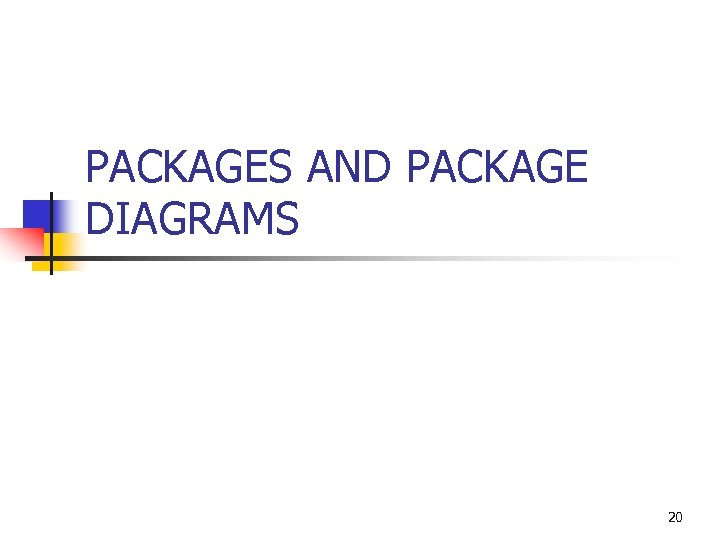 PACKAGES AND PACKAGE DIAGRAMS 20 