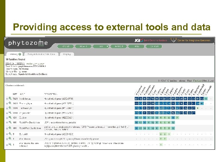 Providing access to external tools and data p Tech team members and curators n
