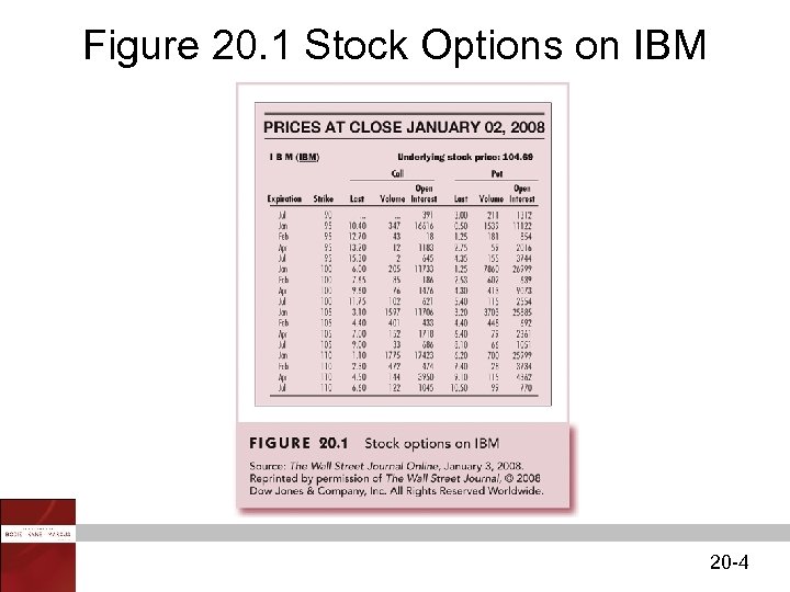 Figure 20. 1 Stock Options on IBM 20 -4 