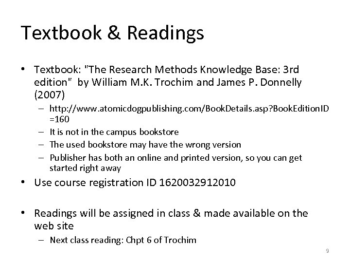 Textbook & Readings • Textbook: 