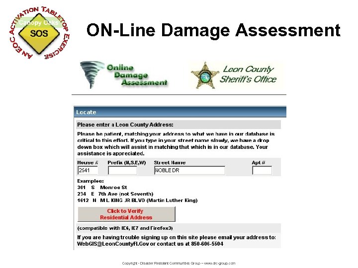 ON-Line Damage Assessment Copyright - Disaster Resistant Communities Group – www. drc-group. com 