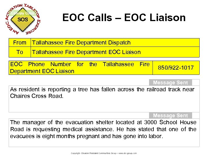 EOC Calls – EOC Liaison From Tallahassee Fire Department Dispatch To Tallahassee Fire Department