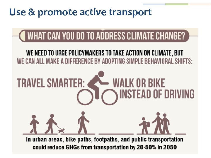 Use & promote active transport 