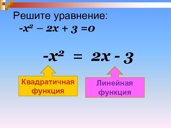Решите уравнение: 2 – 2 х + 3 =0 -х 2 -х = 2