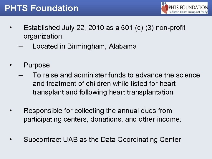 PHTS Foundation • Established July 22, 2010 as a 501 (c) (3) non-profit organization
