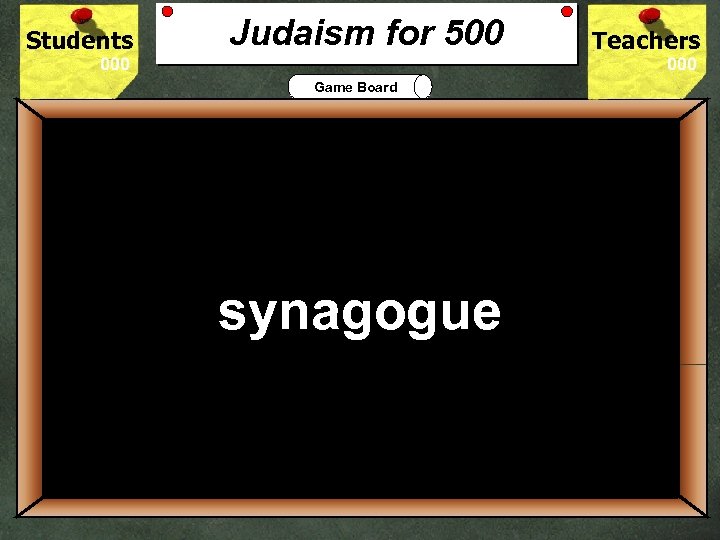 Students Judaism for 500 Teachers Game Board 500 The Jewish house of worship is