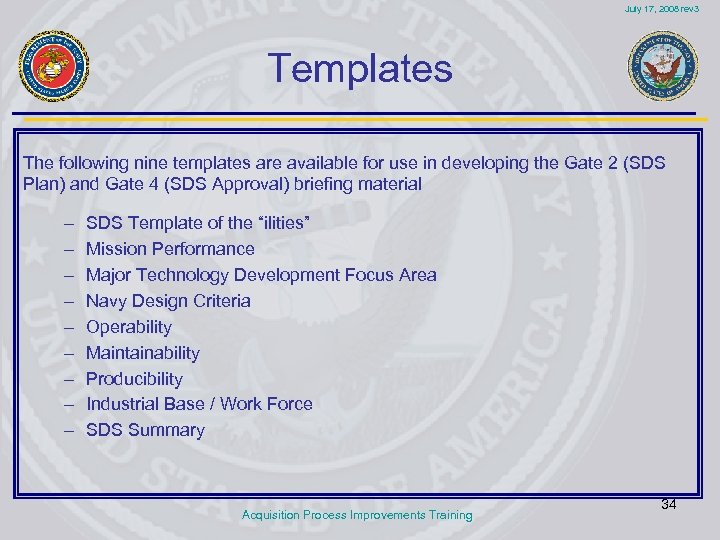 July 17, 2008 rev 3 Templates The following nine templates are available for use