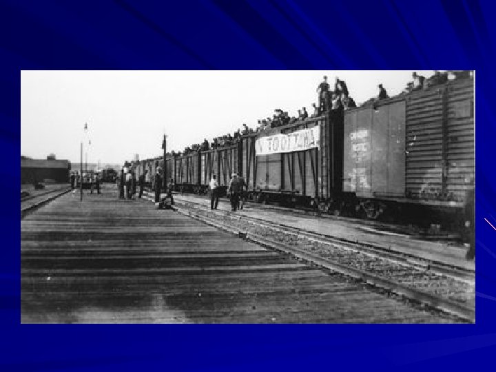 Strikers from unemployment relief camps en route to Eastern Canada during “On to Ottawa