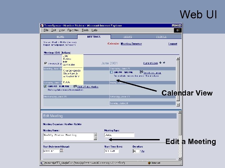 Web UI Calendar View Edit a Meeting 