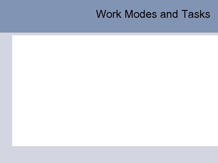Work Modes and Tasks 