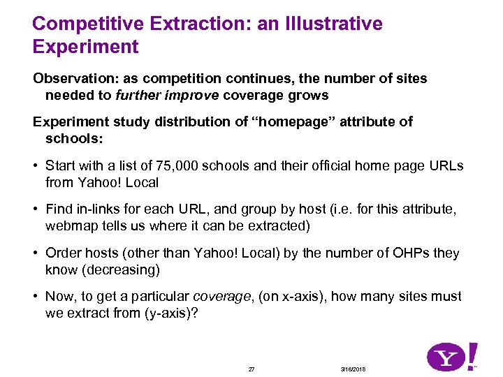 Competitive Extraction: an Illustrative Experiment Observation: as competition continues, the number of sites needed
