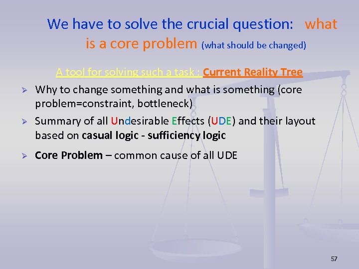  We have to solve the crucial question: what is a core problem (what