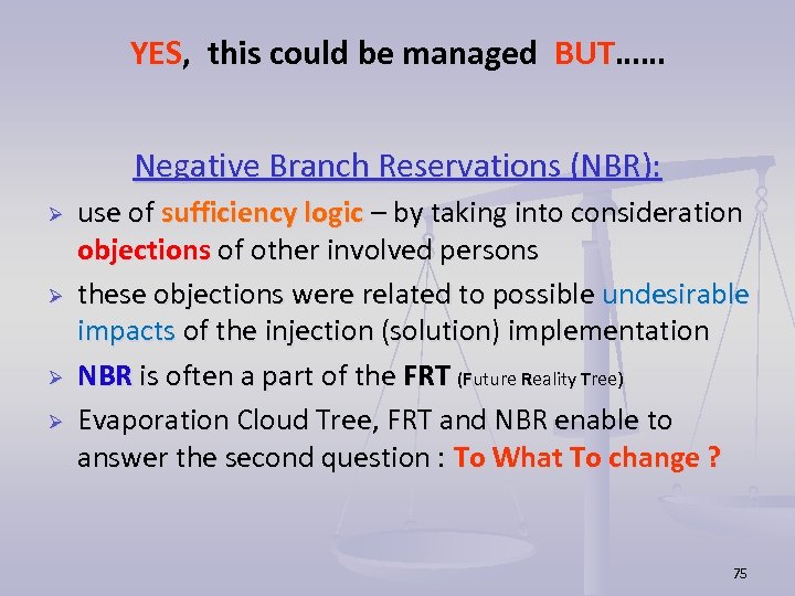 YES, this could be managed BUT…… Negative Branch Reservations (NBR): Ø Ø use of