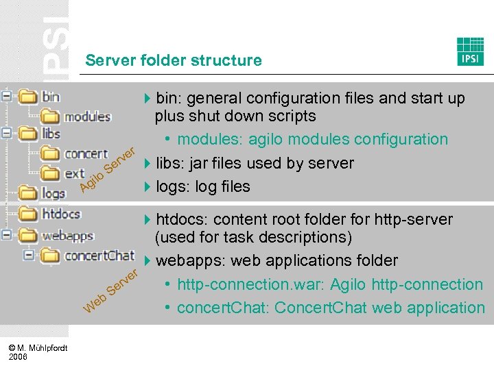 Server folder structure 4 bin: general configuration files and start up plus shut down
