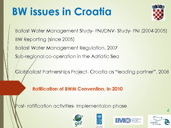 BW issues in Croatia Ballast Water Management Study- FNI/DNV- Study- FNI (2004 -2005) BW