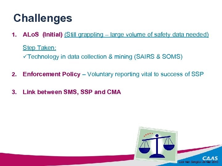 Challenges 1. ALo. S (Initial) (Still grappling – large volume of safety data needed)