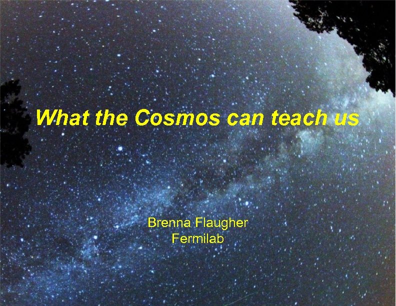 What the Cosmos can teach us Brenna Flaugher Fermilab 