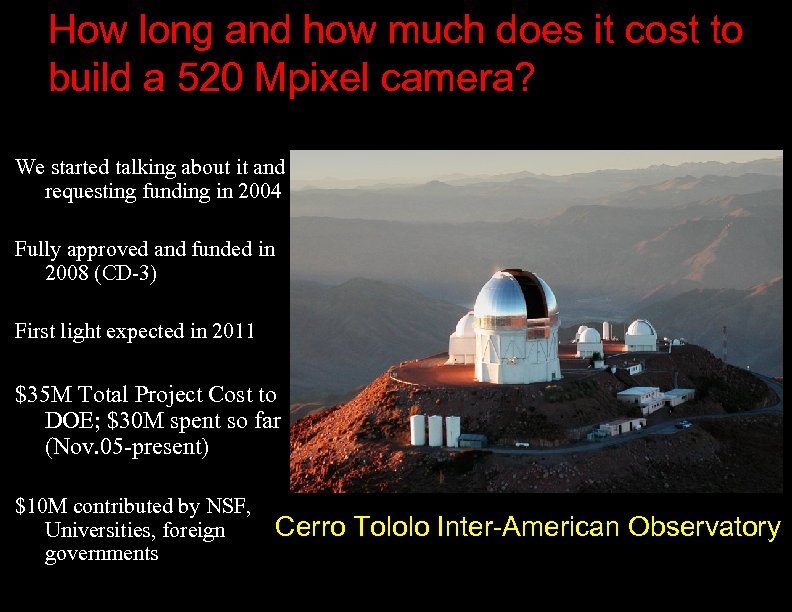 How long and how much does it cost to build a 520 Mpixel camera?