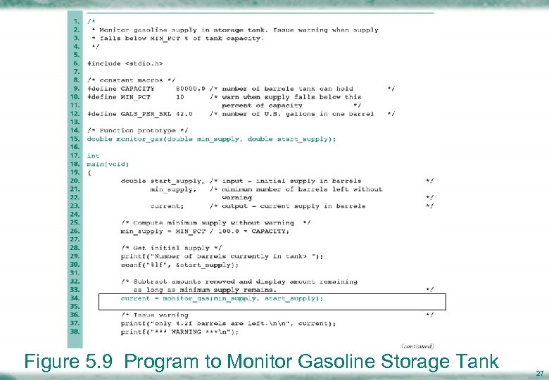 Figure 5. 9 Program to Monitor Gasoline Storage Tank 27 