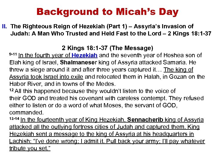 Background to Micah’s Day II. The Righteous Reign of Hezekiah (Part 1) – Assyria’s
