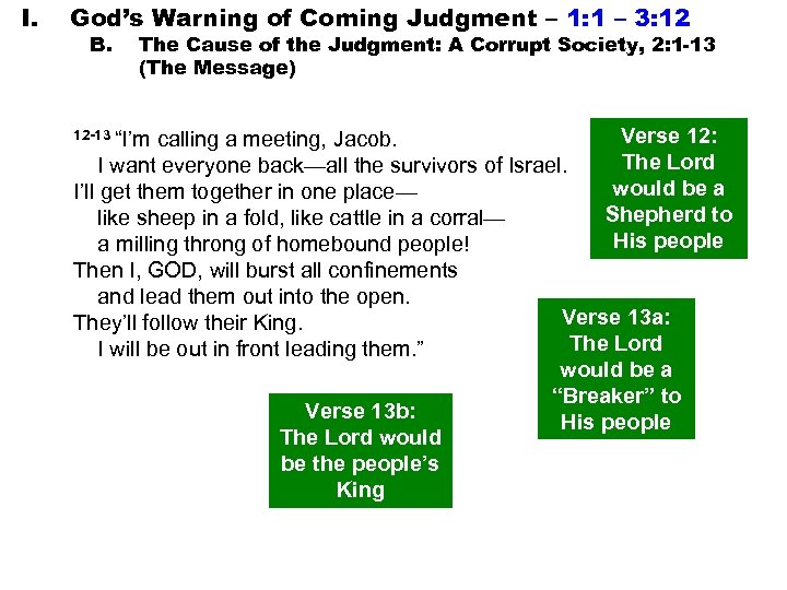 I. God’s Warning of Coming Judgment – 1: 1 – 3: 12 B. The