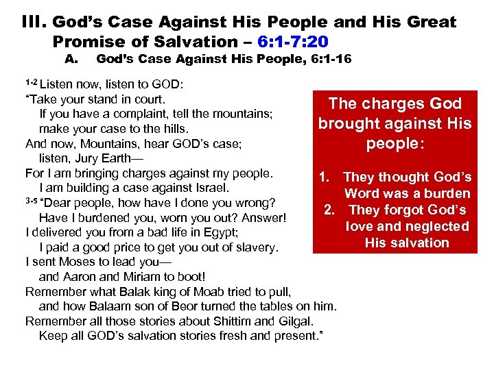 III. God’s Case Against His People and His Great Promise of Salvation – 6: