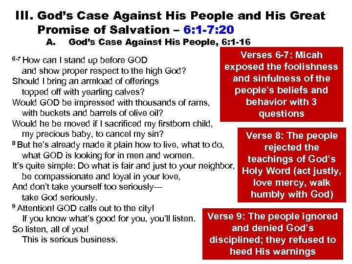 III. God’s Case Against His People and His Great Promise of Salvation – 6: