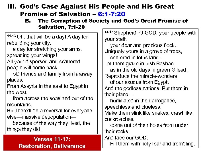 III. God’s Case Against His People and His Great Promise of Salvation – 6: