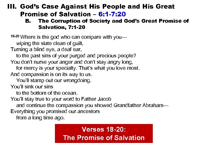 III. God’s Case Against His People and His Great Promise of Salvation – 6: