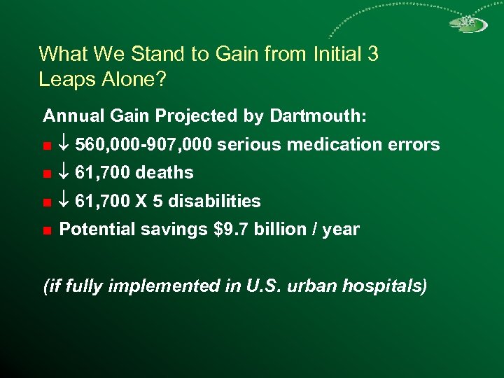 What We Stand to Gain from Initial 3 Leaps Alone? Annual Gain Projected by