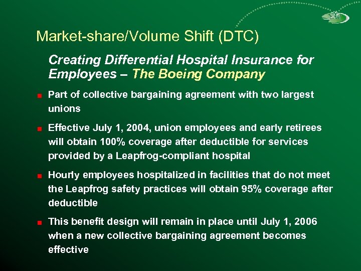 Market-share/Volume Shift (DTC) Creating Differential Hospital Insurance for Employees – The Boeing Company Part