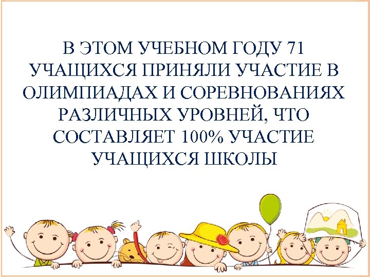 В ЭТОМ УЧЕБНОМ ГОДУ 71 УЧАЩИХСЯ ПРИНЯЛИ УЧАСТИЕ В ОЛИМПИАДАХ И СОРЕВНОВАНИЯХ РАЗЛИЧНЫХ УРОВНЕЙ,