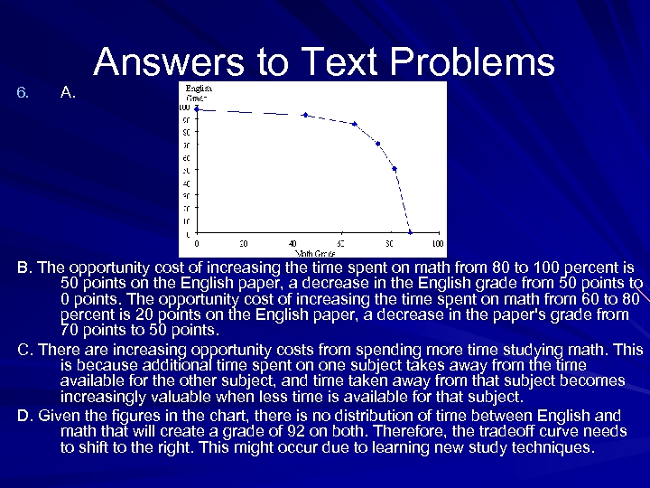 6. Answers to Text Problems B. The opportunity cost of increasing the time spent